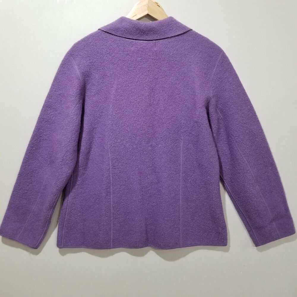 Lisa International Jacket Womens Medium Purple Boiled 100% Wool Button Collared - Picture 2 of 6